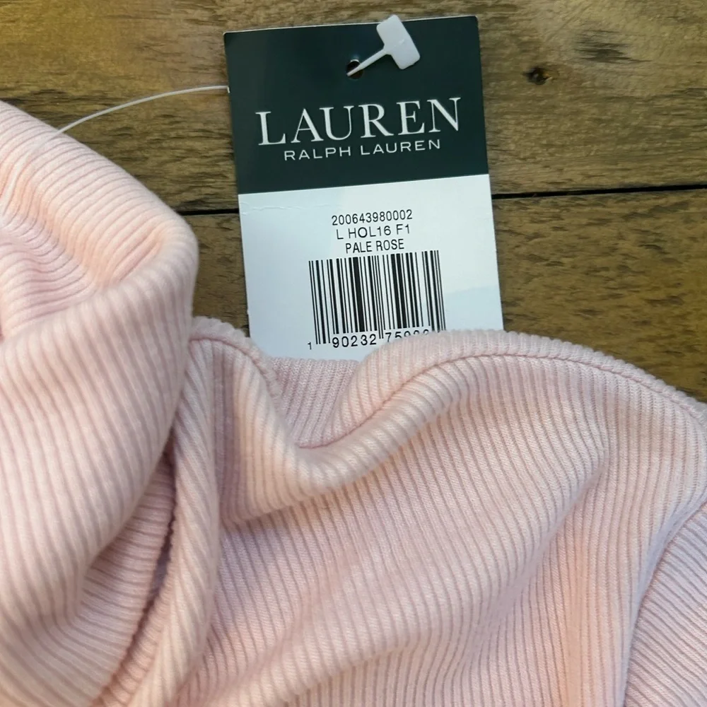 RALPH LAUREN | Pink Turtleneck Ribbed Long Sleeve Top | Size Large - Picture 6 of 11